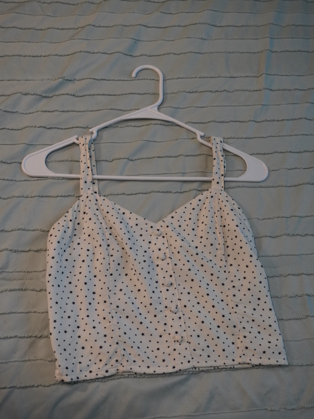 Abercrombie & Fitch Cream Star-Print Button Front Crop Top